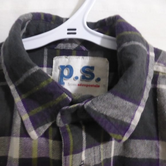 P.S. From Aeropostale, plaid long sleeve button down front shirt, size small, 8 - Picture 4 of 12